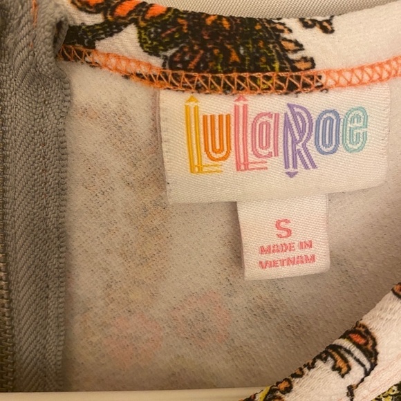 LULAROE Fit & Flare Dress, Paisley, Short Sleeve, Orange, Size Small, Stretch - Picture 5 of 6